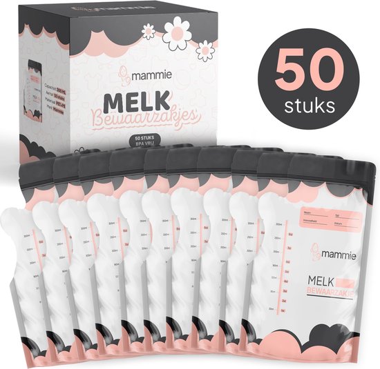 MAMMIE Moedermelk Bewaarzakjes - 50 Stuks 300ML - met Schenktuit - Extra Groot - BPA vrij - Borstvoeding Bewaarzakje van MAMMIE