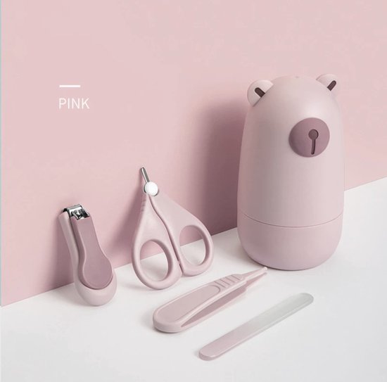 Manicure set by Babycure | Babybear Pink | Nagelvijl - Nagelknipper - Nagelschaartje - Pincet van Babycure