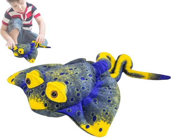 Manta Ray Knuffel - Pluche Vis - Decoratie en Speelgoed - Huidvriendelijk Pluche - 35 cm - Blauw