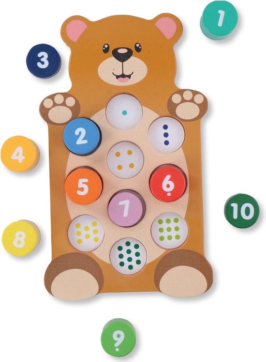 Marionette - Houten Beer met Cijfers - 10 Blokken - 1 set van Marionette