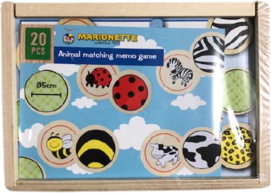 Marionette - Houten Meheugenspel - Dierenmotief - 1 set van Marionette