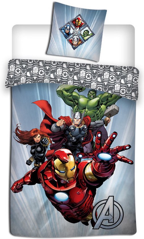 Marvel Avengers Dekbedovertrek De Hulk, Black Widow, Iron Man en Thor - 140 x 200 cm - Polyester van Marvel