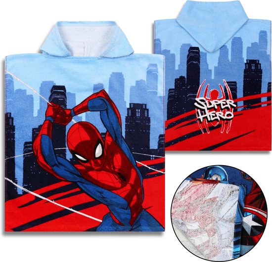 MARVEL Spider-Man Kinderponcho met capuchon voor jongens 50x115 cm OEKO-TEX van Marvel