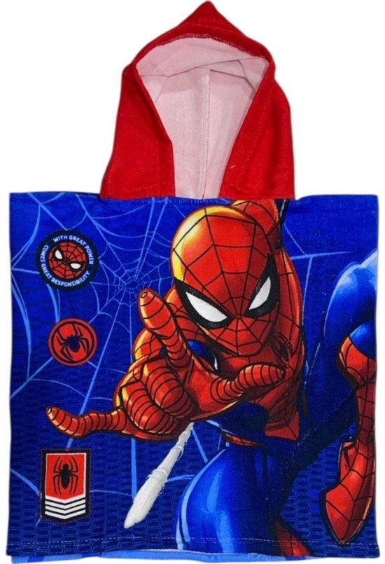 Marvel - Spiderman - Badponcho - 50 x 100 cm. - Spider-Man poncho handdoek - Sneldrogend van Marvel