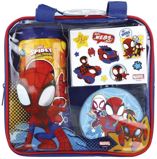Marvel - Spiderman Cadeauset - Douchegel 300ml + Tattoovel + Spons + Tas van Merkloos