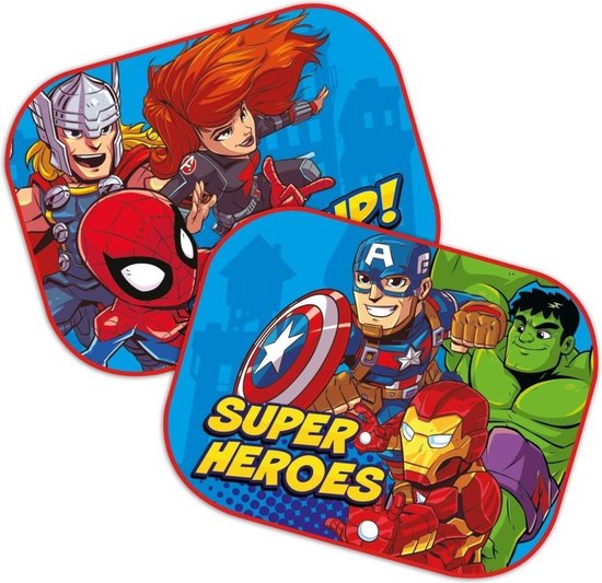 Marvel Zonnescherm Avengers 36 X 45 Cm Blauw 2 Stuks van Marvel