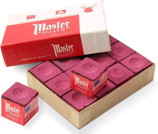 Master Biljart Krijt Rood Premium Quality - 12 stuks - Keu krijt - Pool krijt - Biljart Accessoires van Master