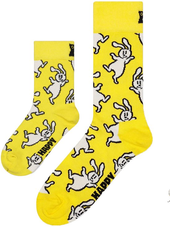 Matching Bunny sokken Pasen | Zo Vader Zo Zoon/Dochter konijnensokken | maat 41 - 46 en kind 2 - 3 jaar | geel, wit van Funnies.