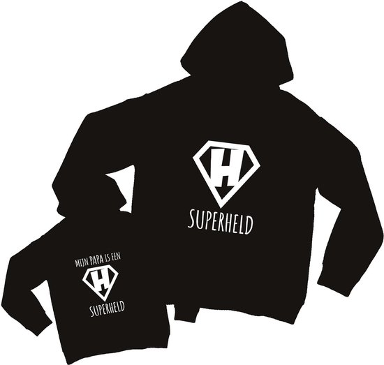 Matching hoodies Vader & Zoon/Dochter - Superheld - Vader L - Kind 110-116 - Eenmannenkado.nl van Merkloos