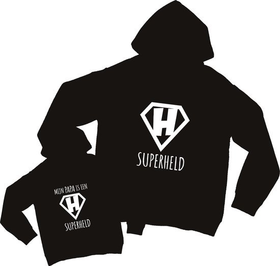 Matching hoodies Vader & Zoon/Dochter - Superheld - Vader L - Kind 98/104 - Eenmannenkado.nl van Eenmannenkado.nl
