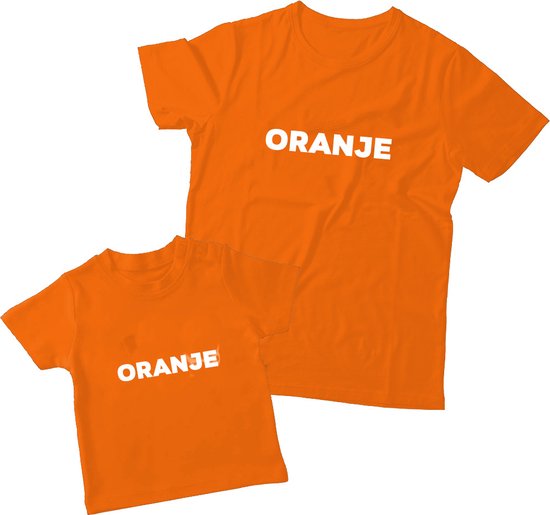 Matching oranje shirts Vader & Kind Oranje - Maat M + 68 - shirts voor vader en kind - WK / EK, Koningsdag, Nederland van Shirts4All