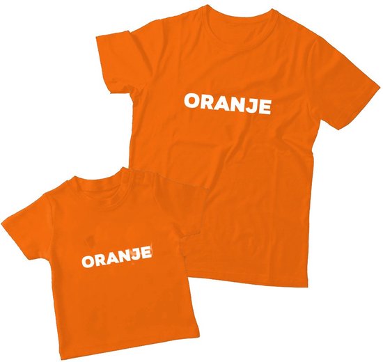 Matching oranje shirts Vader & Kind | ORANJE | Papa maat m & Zoon maat 110/116 | Eenmannenkado van Merkloos