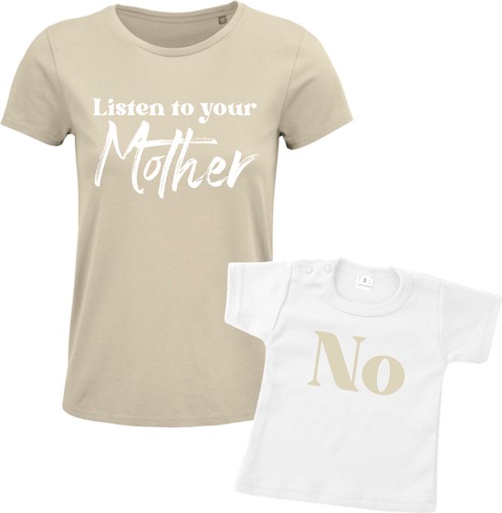 Matching shirt Moeder & Dochter Moeder & Zoon | Listen to your mother-No | Dames Maat XXL Kind Maat 74 van Merkloos
