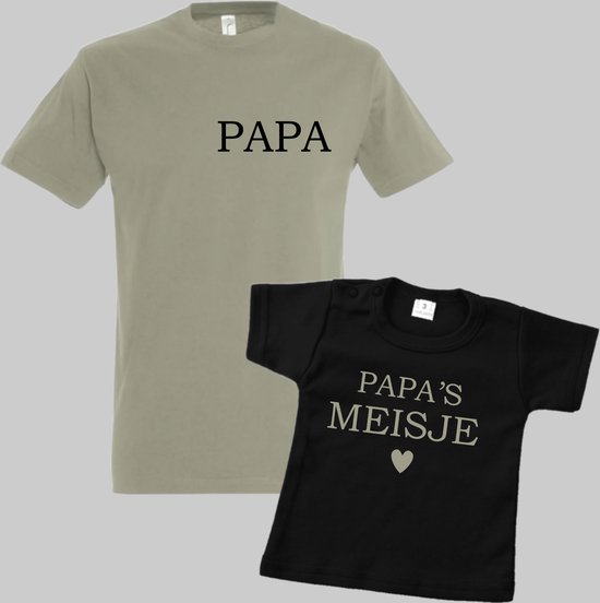 Matching shirts vader en dochter-Vaderdag cadeau-Papa en Papa's meisje-Cadeau voor Papa-Heren Maat XL-Kind Maat 110/116