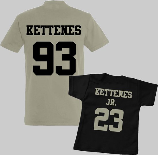 Matching shirts vader en zoon met achternaam en geboortejaar-Vaderdag cadeau-Cadeau voor Papa-Heren Maat S-Kind Maat 86 van Simply Colors