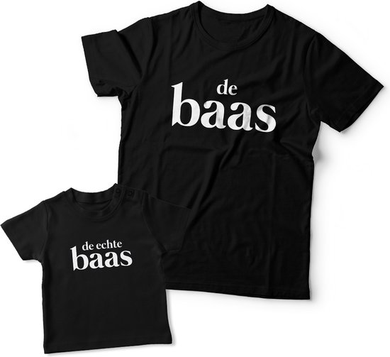 Matching shirts Vader & Zoon - De Echte Baas - Papa maat M & Zoon maat 104 van Pim's&Pom's