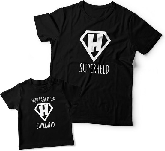 Matching shirts Vader & Zoon | Mijn papa is een superheld | Papa maat S & Zoon maat 62 van SuperWoods