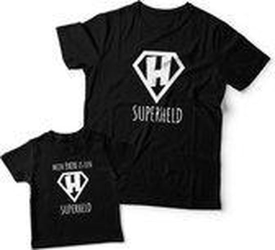 Matching shirts Vader & Zoon - Mijn papa is een superheld - Papa maat S & Zoon maat 68 van SuperWoods