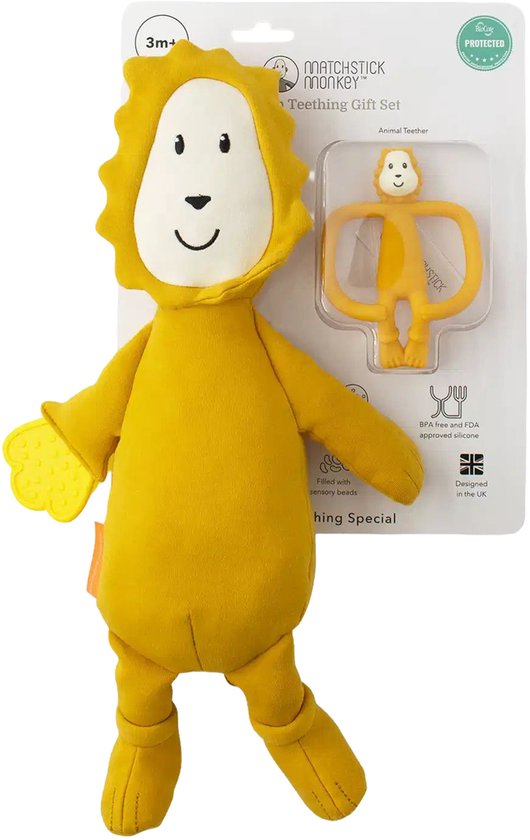 Matchstick Monkey Giftset Knuffel en Bijtring - Leeuw van Matchstick Monkey