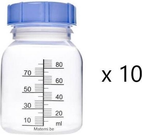 MATERNI - 10x Moedermelkflesje 80 ml met dop tbv borstvoeding van MATE