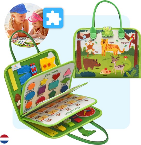 Mauzek® Busy Board Bos - Nederlands - Montessori speelgoed - Activiteitenboek - Sensorisch Speelgoed - Busy Book - Educatief Speelgoed - Peuter Speelgoed - Jongens - Meisjes - Voor in de auto - Onderweg - 3 jaar - 4 jaar - 5 jaar - 6 jaar van Merkloos