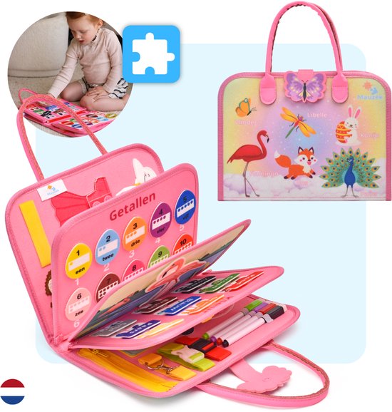 Mauzek® Busy Board Fantasie - Nederlands - Montessori speelgoed - Activiteitenboek - Busy Book - Sensorisch speelgoed - Educatief speelgoed - Meisjes - Peuter Speelgoed - Voor in de auto - Voor onderweg - 3 jaar - 4 jaar - 5 jaar - 6 jaar van Merkloos
