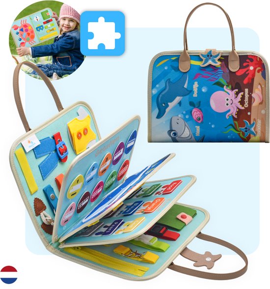Mauzek® Busy Board Oceaan – Montessori Speelgoed – Activiteitenboek – Sensorisch Speelgoed – Peuter Speelgoed – Educatief Speelgoed – Busy Book – Jongens – Meisjes – Voor in de auto – Speelgoed voor onderweg – 3 jaar – 4 jaar – 5 jaar – 6 jaar van Merkloos