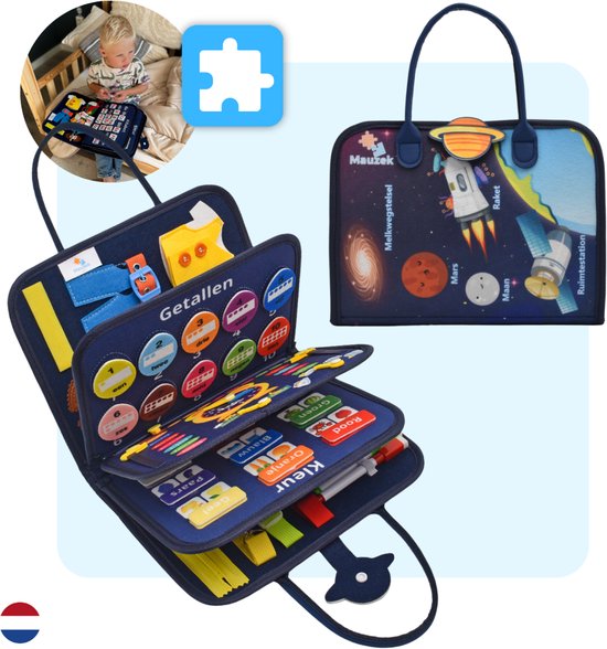 Mauzek® Busy Board Ruimte - Montessori Speelgoed - Activiteitenboek - Sensorisch Speelgoed - Educatief Speelgoed - Peuter Speelgoed - Jongens - Meisjes - Busy Book - Speelgoed voor in de auto - Voor onderweg - 3 Jaar - 4 jaar - 5 jaar - 6 jaar van Merkloos