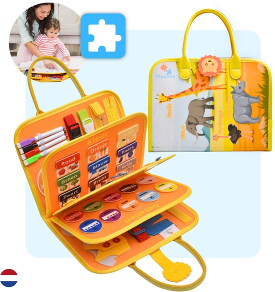 Mauzek® Busy Board Savanne - Nederlands - Montessori speelgoed - Activiteitenboek - Sensorisch speelgoed - Educatief speelgoed - Peuter speelgoed - Busy Book - Voor in de auto - Voor onderweg - Jongens - Meisjes - 3 jaar - 4 jaar - 5 jaar - 6 jaar van Merkloos