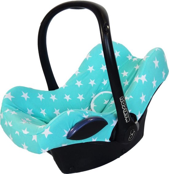 Maxi Cosi hoes Cabriofix Pebble Citi en meer - Autostoelhoes Groep 0 - Universeel - Baby Cadeau - Combineer met bijpassende Wallabiezzz Zonnekap Gordelbeschermer en Speendoekje - Ster Mint van Maxi-Cosi