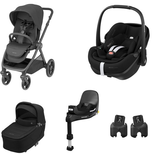 Maxi-Cosi Oxford Plus, Pebble 360 Pro2, FamilyFix 360 Pro, Adapters bundel, Twillic Black