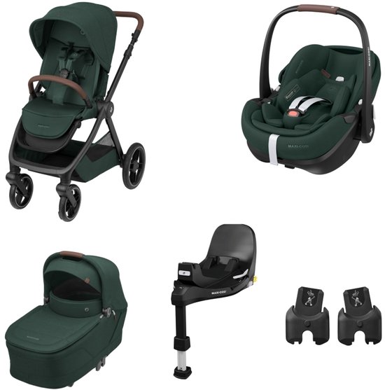 Maxi-Cosi Oxford Plus, Pebble 360 Pro2, FamilyFix 360 Pro, Adapters bundel, Twillic Green