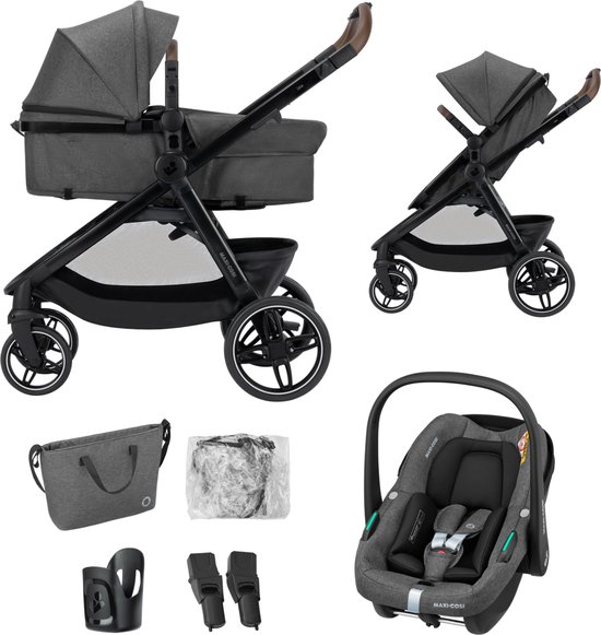 Maxi-Cosi Zelia S Trio2 - Kinderwagen 3-in-1 - Dark Grey - Vanaf 0 tot 4 jaar - Inclusief autostoeltje van Merkloos