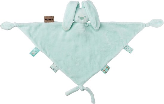 Maxi knuffeldoek met konijntje en fopspeen bevestiging - 65 x 40 cm - Muntkleurig