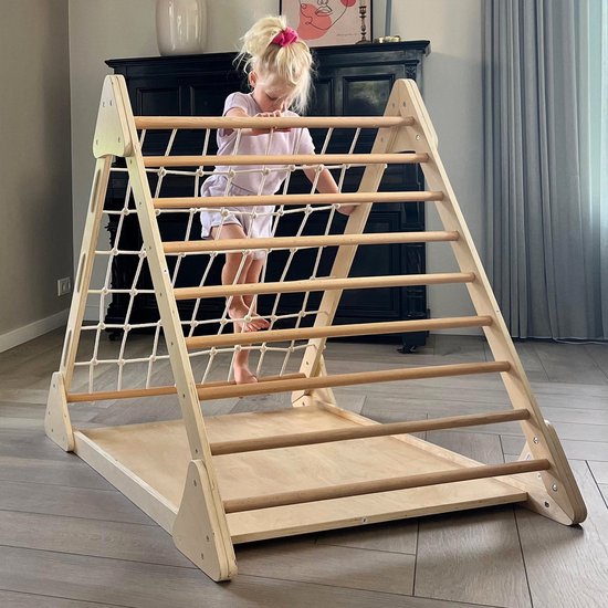 Maxx kidz - Houten Klimrek XL - Pikler Speeltoestel voor Binnen en Buiten - Klimdriehoek met 3 Verschillende Zijden - Hout Speelgoed van Merkloos