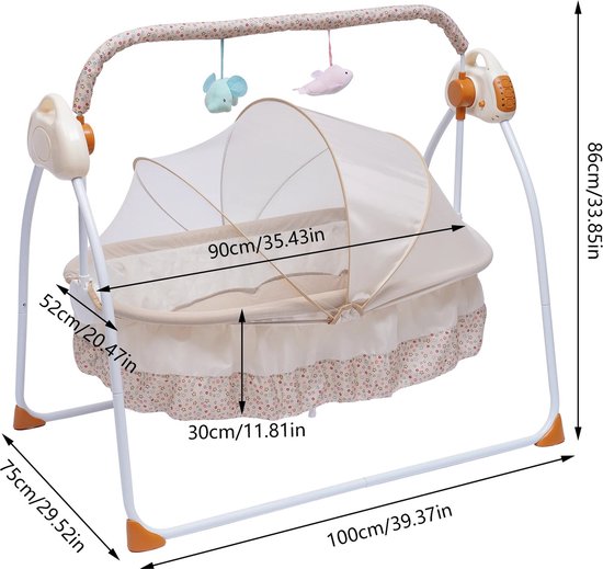 MazrekuHome® - Babyschommel - Schommelstoel baby - Elektrische wipstoel - Bluetooth muziek - Verstelbaar in verschillende standen van MazrekuHome