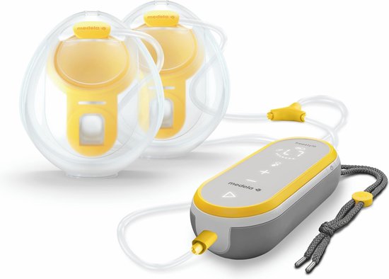 Medela Freestyle Hands-Free borstkolf - Dubbele elektrische handsfree borstkolf - Draagbaar - Transparant/Geel - Inclusief oplaadbare accu van Medela