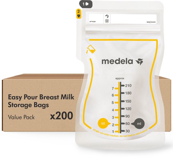 Medela® Moedermelk Bewaarzakjes - 200 stuks - Nieuw - Lekvrije Borstvoeding Zakjes met Dubbele Zipsluiting en Schenktuit - BPA-vrij en Recyclebaar van Medela