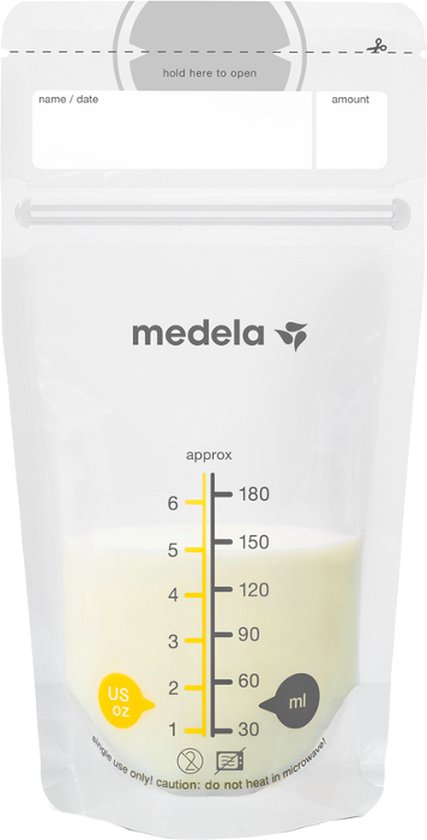 Medela Moedermelk Bewaarzakjes Moedermelkbewaarzakjes Medela zakjes - Gemakkelijke etiketteren - 180 ml - 25 stuks van Merkloos