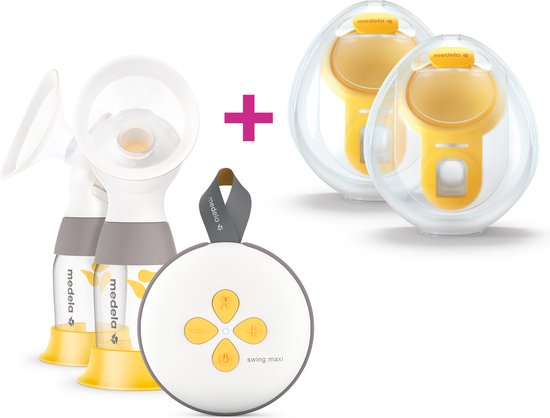 Medela Swing Maxi Borstkolf Set + 2 Stuks Hands-free Opvangcups | Dubbele Elektrische Borstkolf met 24 mm & 21 mm Borstschilden van Medela