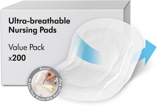 Medela – Ultra‑Ademende Zoogcompressen – Wegwerp – voor Borstvoeding – Huidvriendelijk en Comfortabel – 200 stuks