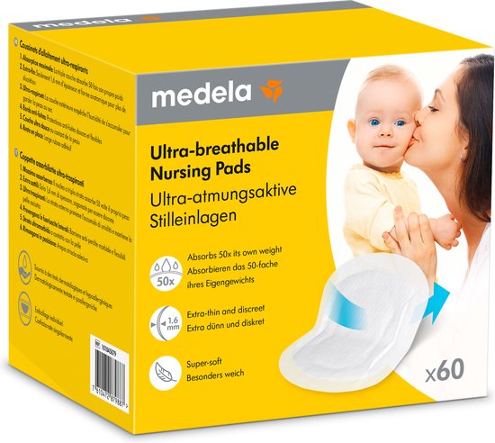Medela zoogcompressen wegwerp - 60 stuks - Nieuw - ultra-ademend van Medela