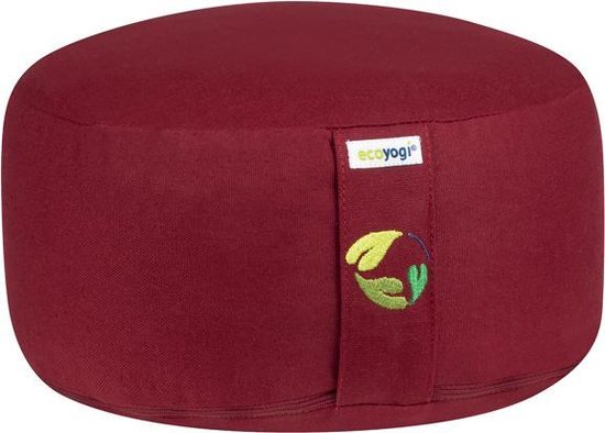 Meditatiekussen eco Bordeaux rond standaard 13-15cm - Ecoyogi | Yoga kussen - GOTS gecertificeerd van MEDI