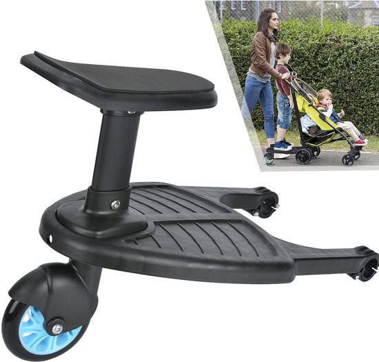 Meerijdplankje Met Zitje - Buggy Board - Kinderplank Staand Plankje - Kinderen Staan ​​Op Pedalen - Hulppedaal voor kinderwagen