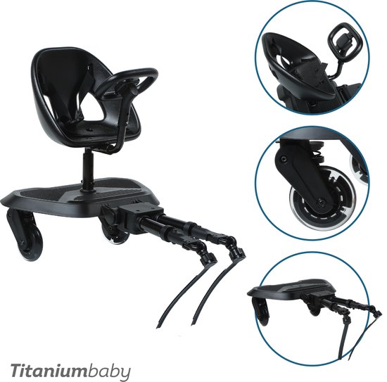 Meerijdplankje Titanium Baby Smart Joy2Ride Met Zitje All Black van Titanium Baby