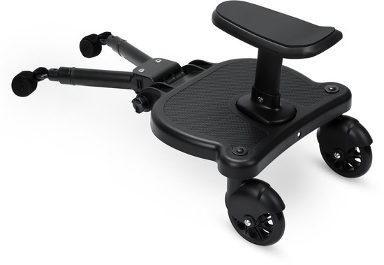 Meerijdplankje Universeel - Tweewieler - Meerijdplankje met Zitje - Onderweg - Verstelbaar – Dubbele stevige wielen - Extra stabiel - Zwart van Kidzpace