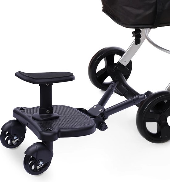 Meerijdplankje Universeel - voor Kinderwagen - met Zitje - Stroller - Baby - Buggy - Accessoires - Onderweg - Zwart van BibiLo producten
