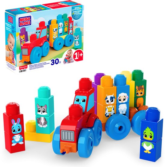 Mega Bloks dieren tractor kleurrijk bouwspeelgoed van Merkloos
