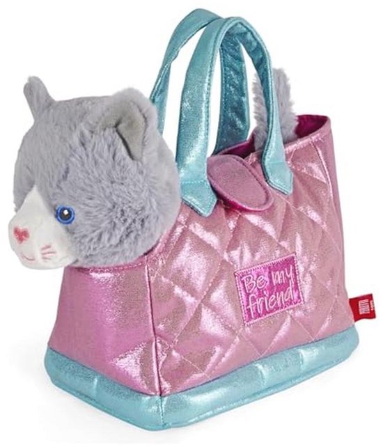 Meisjes Handtas met Verwijderbaar Pluche Speelgoed voor Peuters 3-6 Jaar - Zachte Rugzak met Schattige Dieren in Roze en Blauw - 30x15x20cm van Merkloos