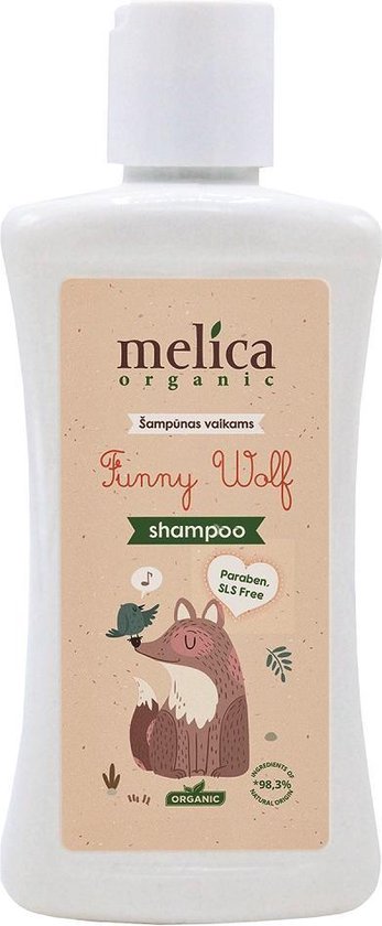 MELICA ORGANIC BIO Biologisch 98,8% Natuurlijke BIO BABY SHAMPOO "FUNNY WOLF" met ALOE VERA EXTRACT zonder parabenen, SLS, SLES met pompje 300ml van Melica Organic